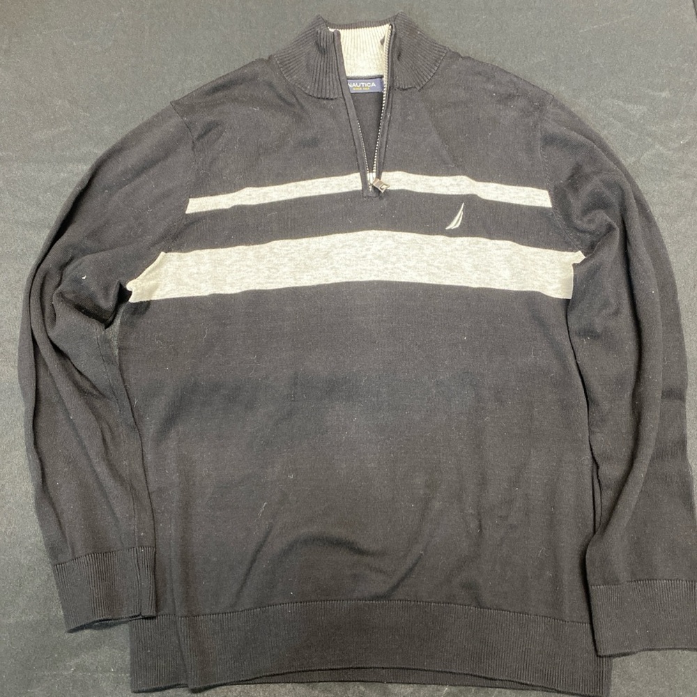 Nautica Men's Zip-Up Sweater in Black and Gray